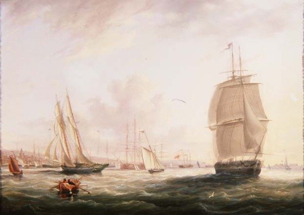 Schepen bij Tilbury Fort, Gravesend door Adolphus Knell