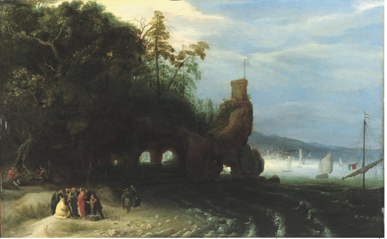 Christus predikend aan het Meer van Galilea door Adriaen van Stalbemt