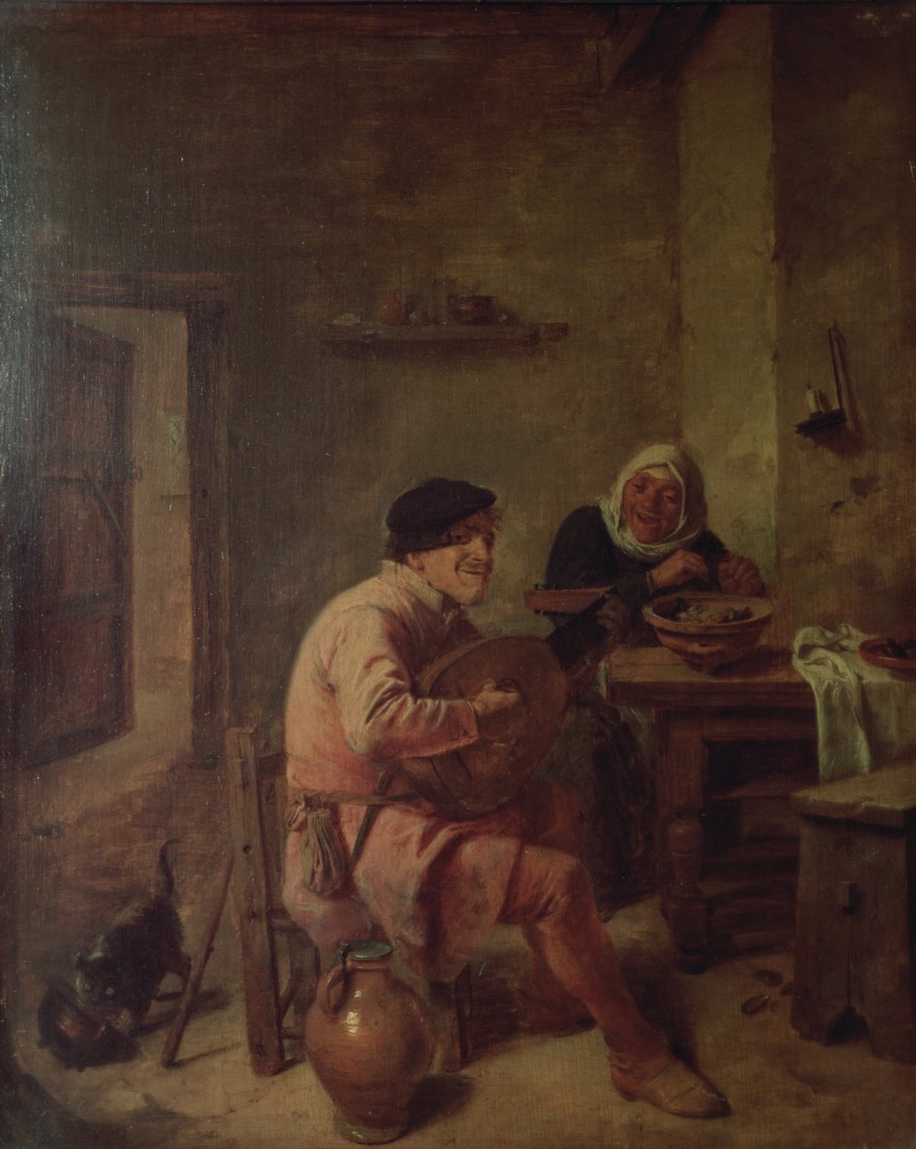 Een interieur met figuren door Adriaen Brouwer