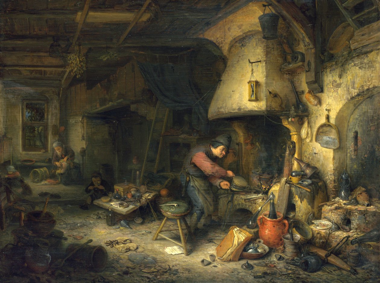 Alchemist door Adriaen Jansz. van Ostade