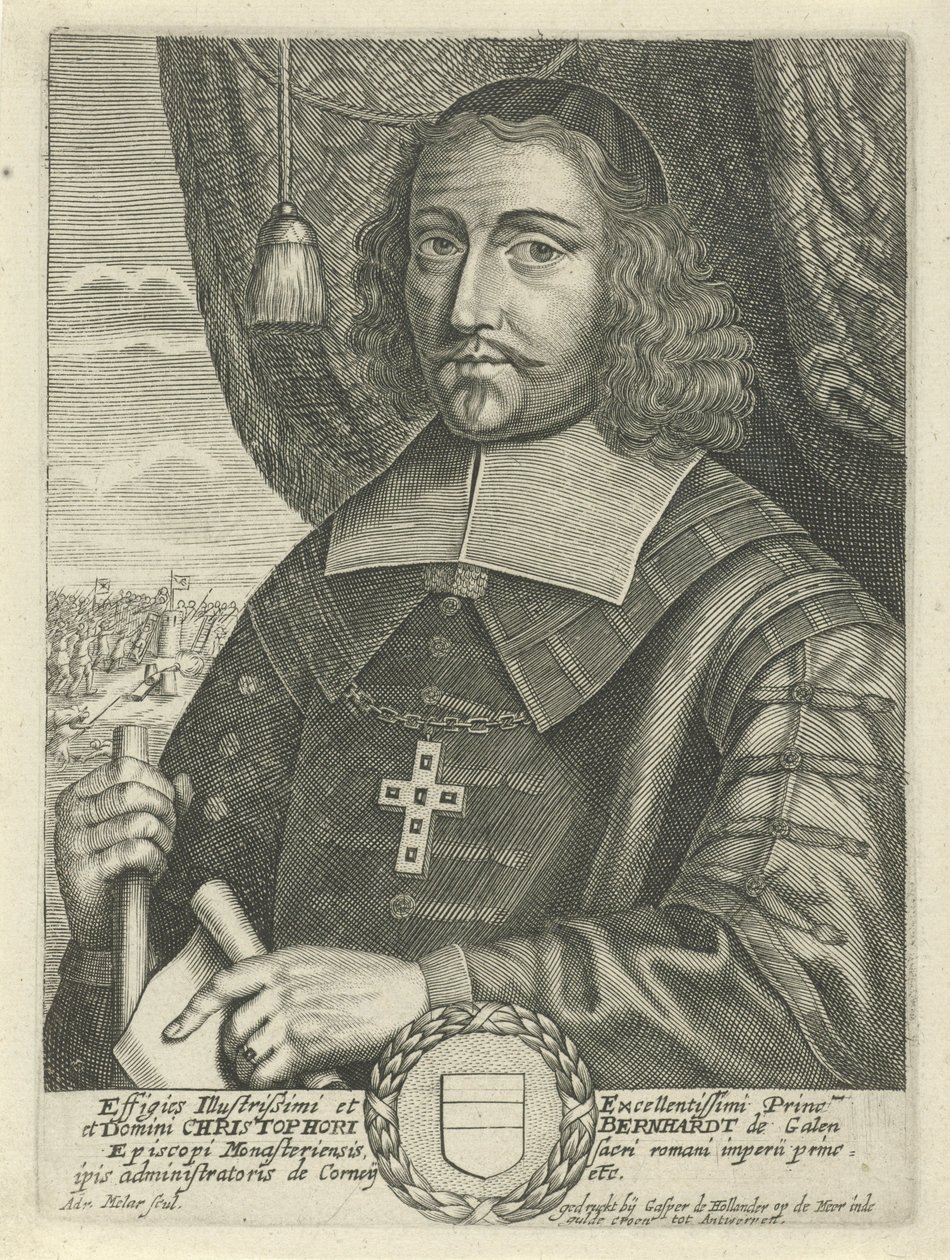 Portret van Christoph Bernhardt von Galen, bisschop van Münster door Adriaen Millaert