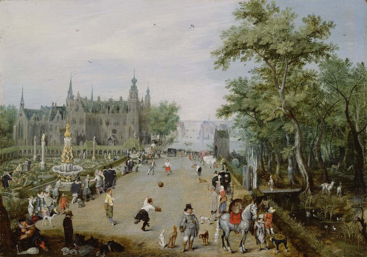 Een Jeu de Paume voor een landelijk paleis, c.1614 door Adriaen Pietersz van de Venne