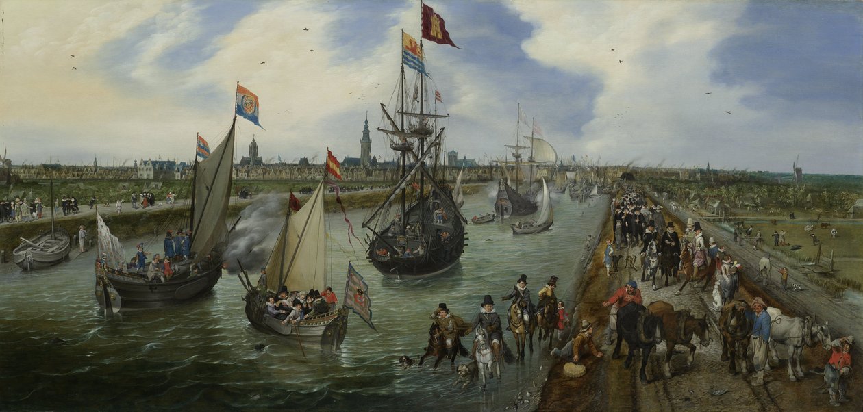 Het vertrek van een hoogwaardigheidsbekleder uit Middelburg, 1615 door Adriaen Pietersz van de Venne