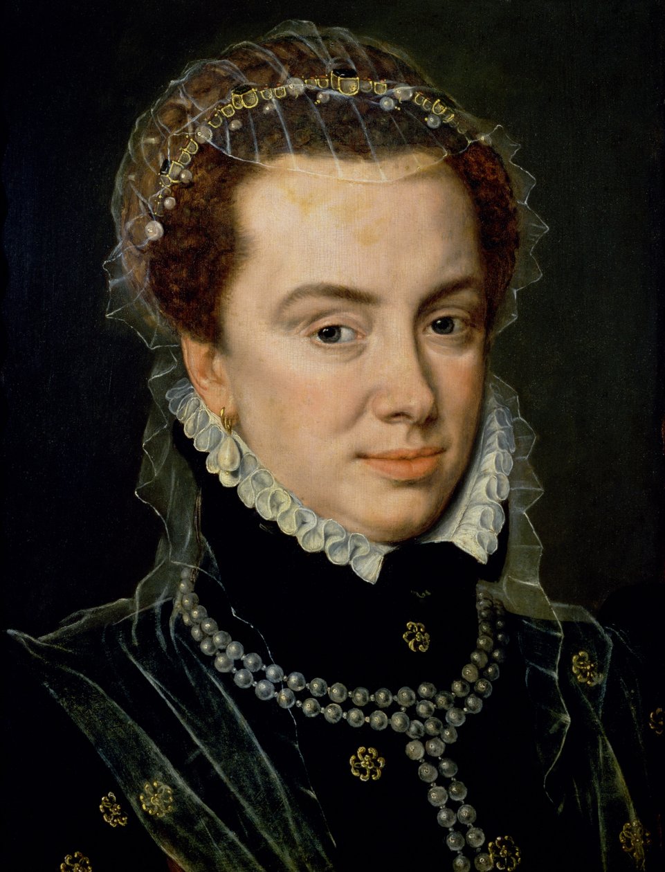 Margaretha van Parma (1522-86), regentes van de Nederlanden, buitenechtelijke dochter van keizer Karel V (1500-58), eind 16e eeuw (paneel) door Adriaen Thomasz Key