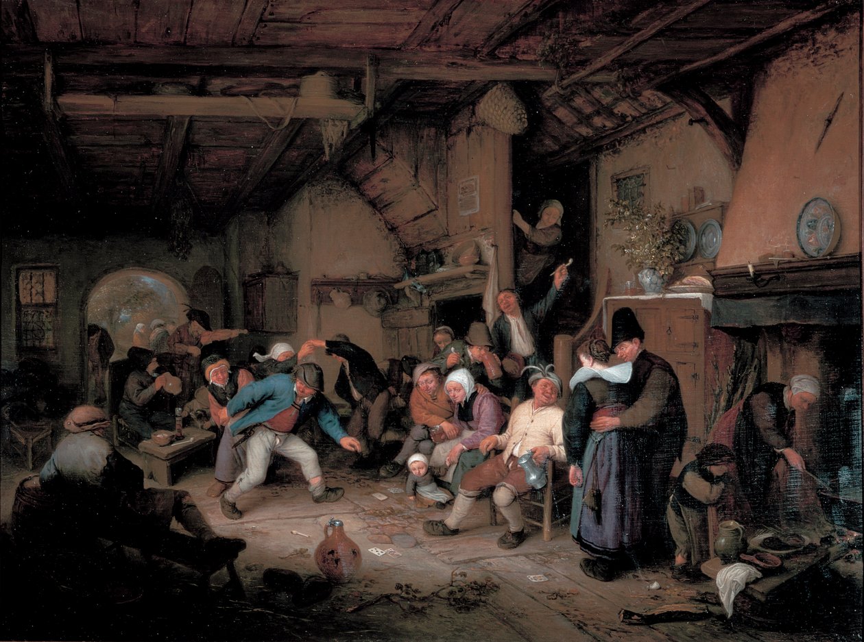 Boeren dansen in een taverne door Adriaen Jansz. van Ostade