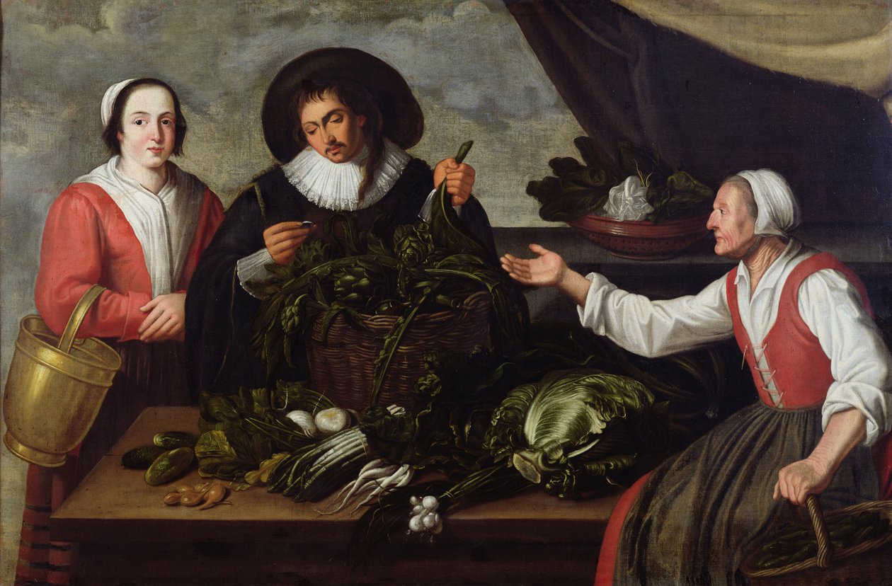 De groenteverkoper door Adriaen van Utrecht