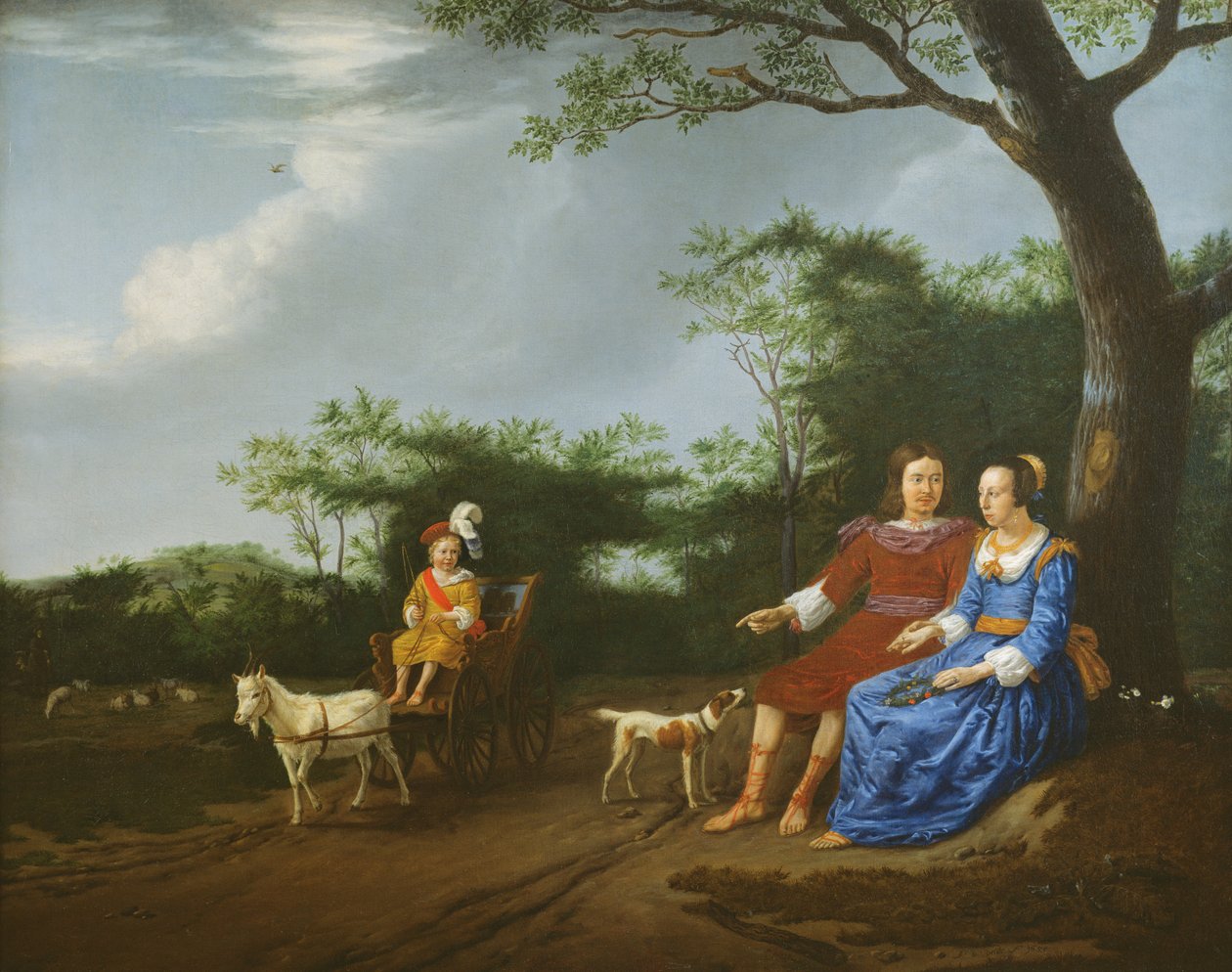 Een familie in een landschap, 1655 door Adriaen van de Velde