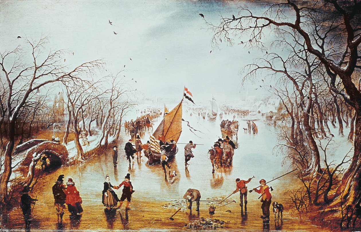 Winterscène door Adriaen van de Venne