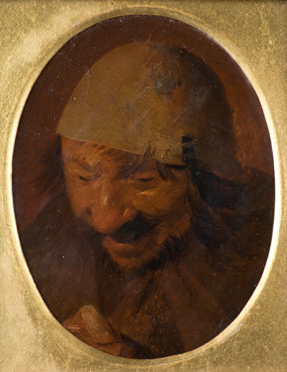 Portret van een boer door Adriaen (attr.to) Brouwer