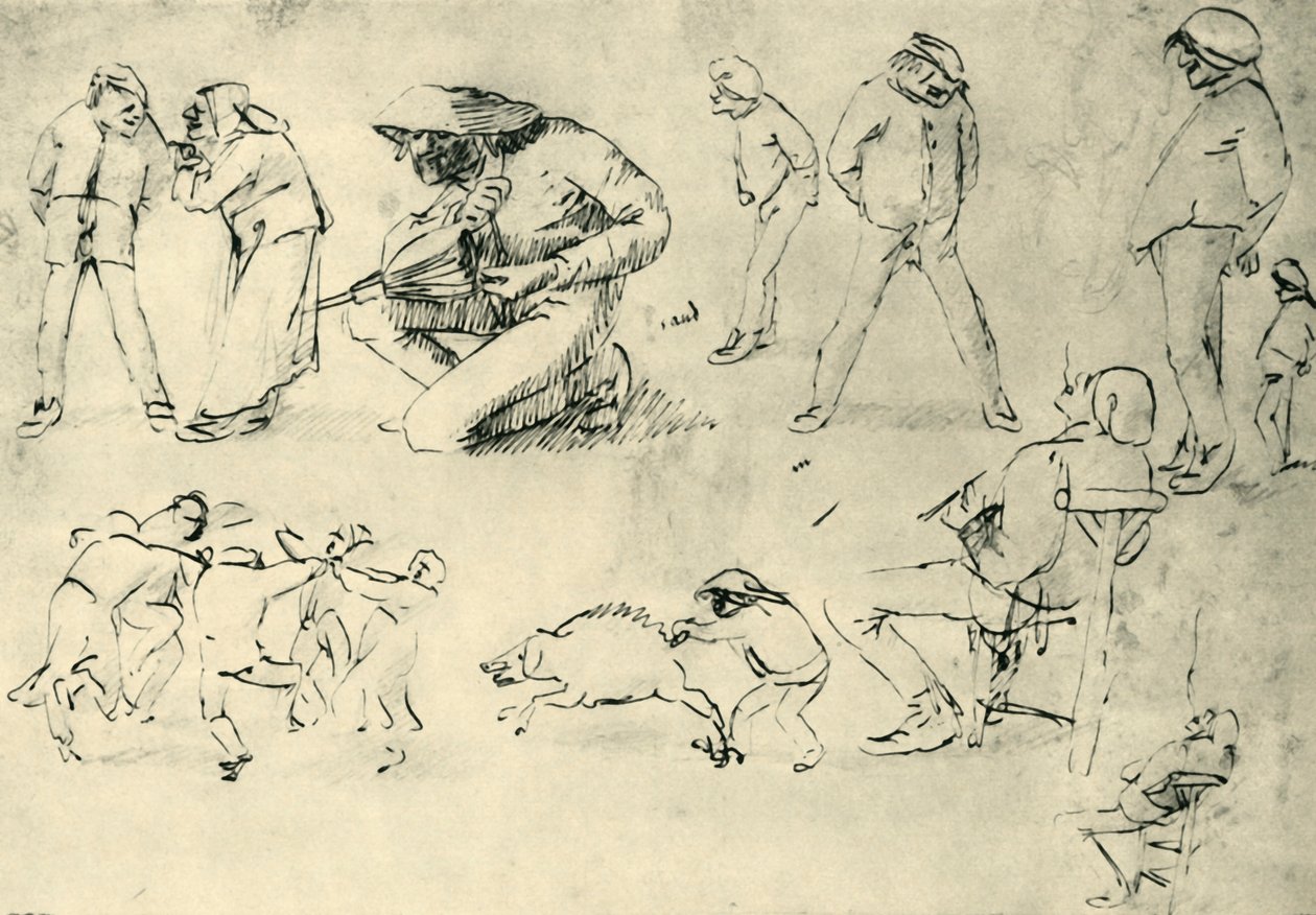 Studies van figuren, begin 17e eeuw, 1943 door Adriaen Brouwer