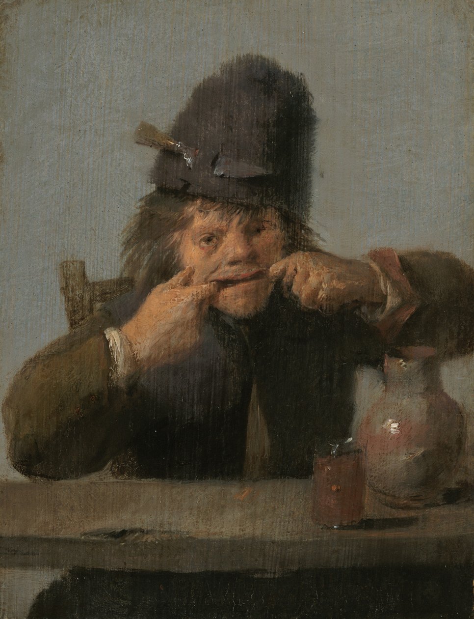Jeugd die een gezicht trekt door Adriaen Brouwer