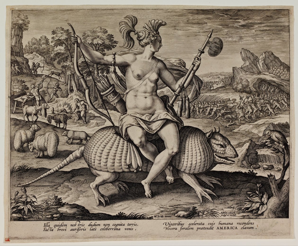 Amerika door Adriaen Collaert