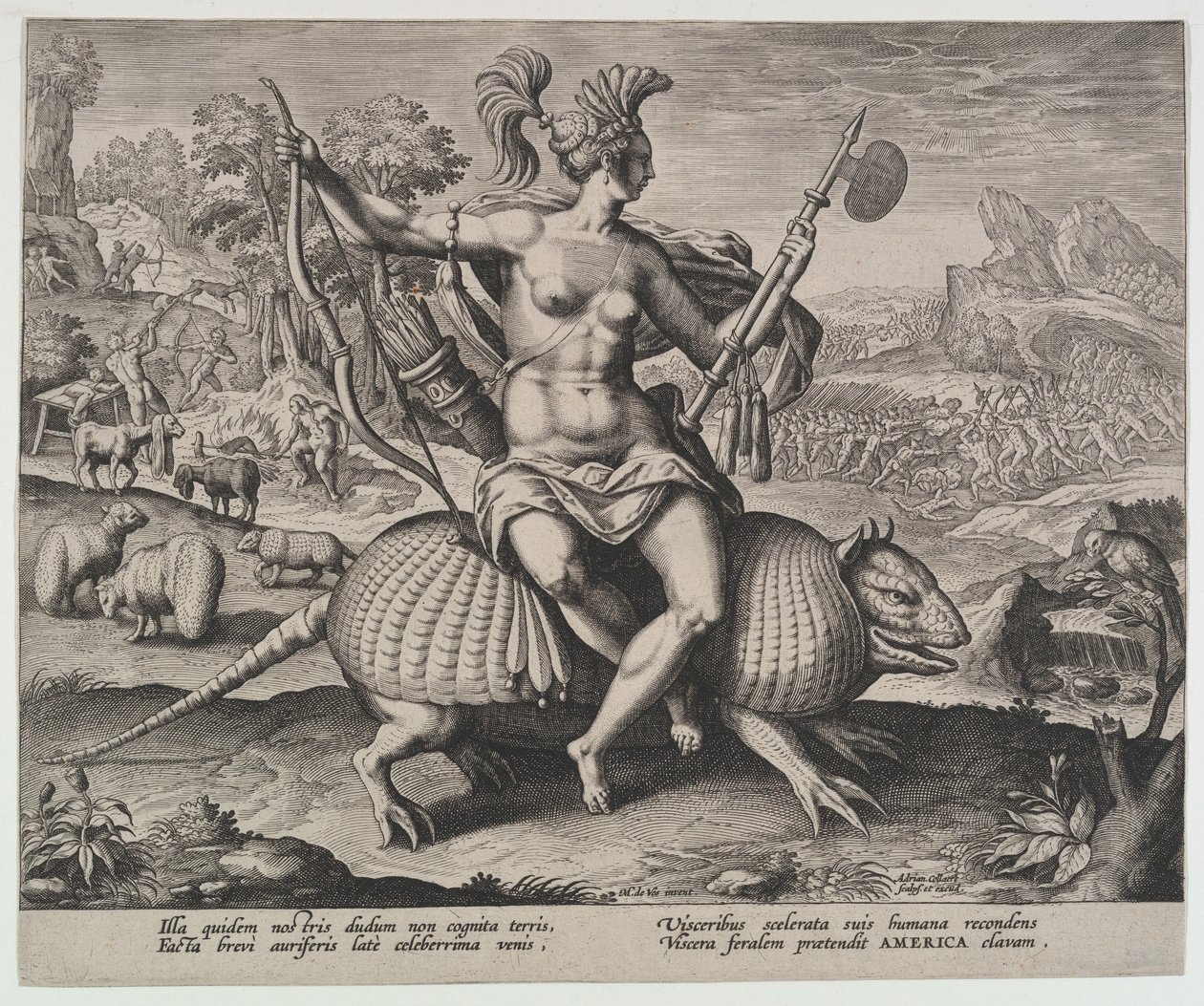 Amerika, van de Vier Continenten door Adriaen Collaert