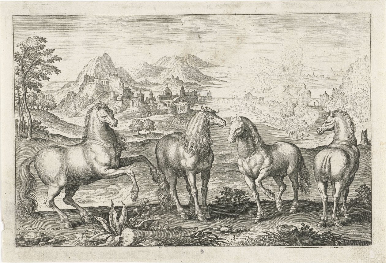 Paarden door Adriaen Collaert