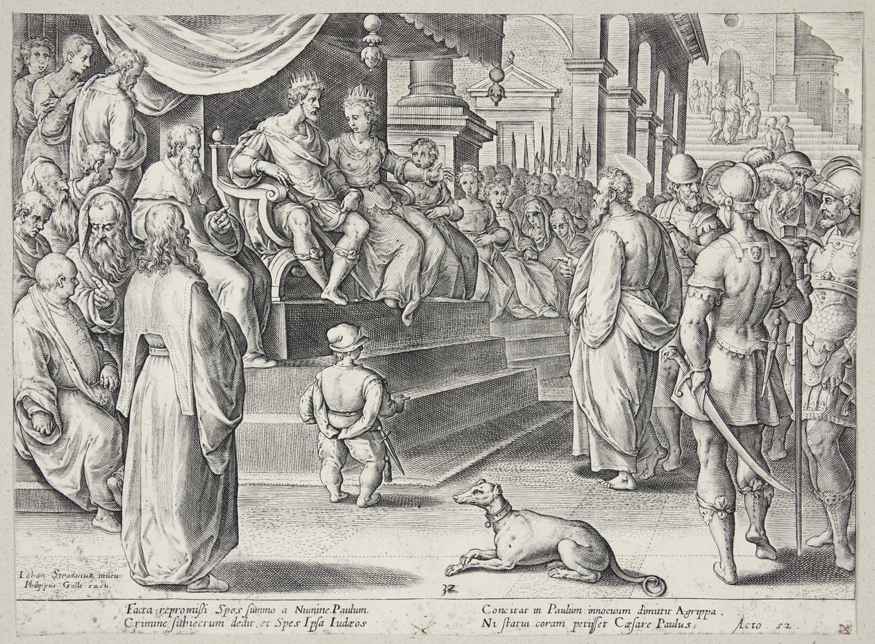 Sint Paulus voor Festus en Agrippa door Adriaen Collaert