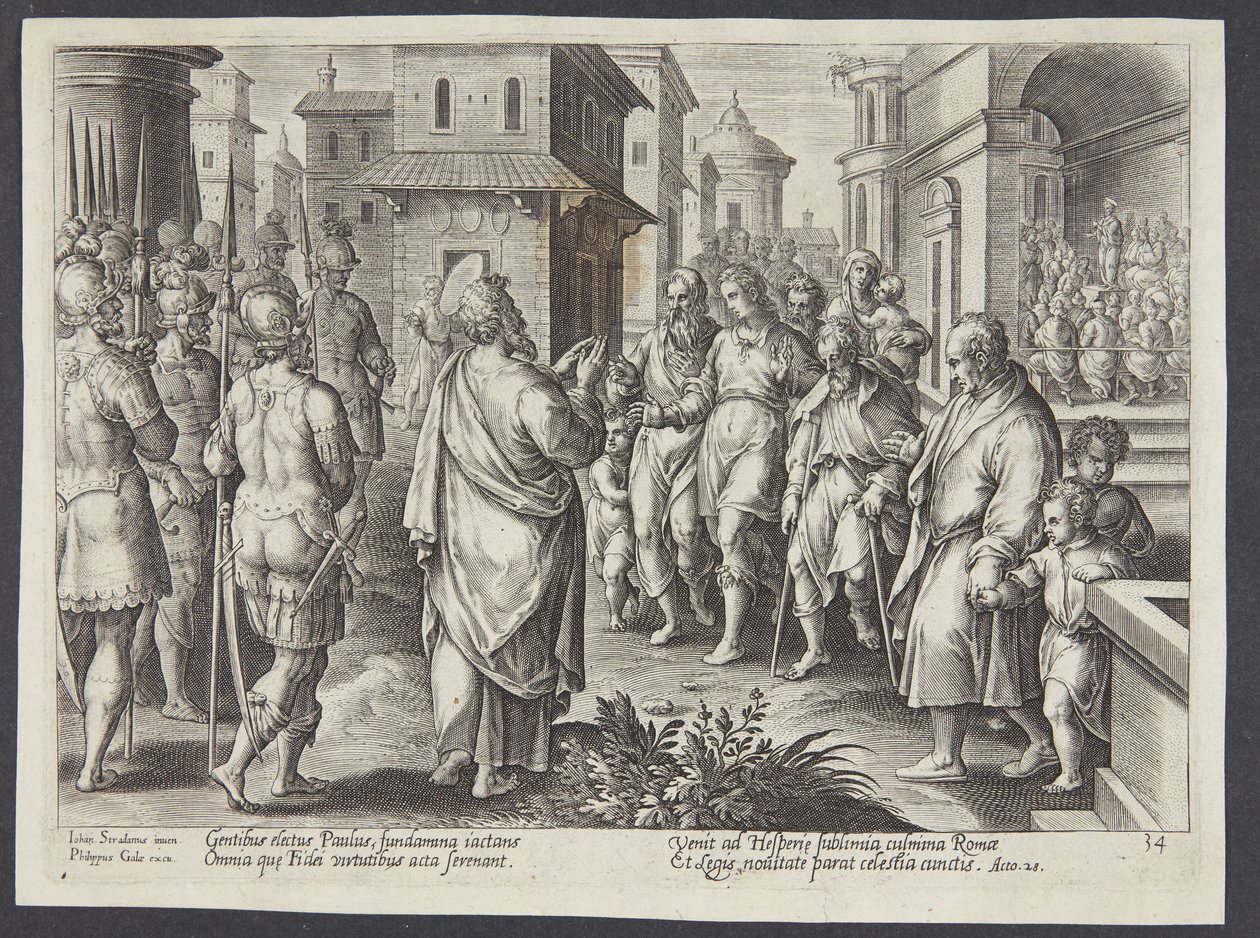 St. Paulus predikt in Rome door Adriaen Collaert