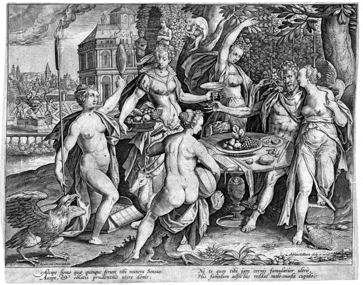 De Vijf Zintuigen, late 16e eeuw door Adriaen Collaert