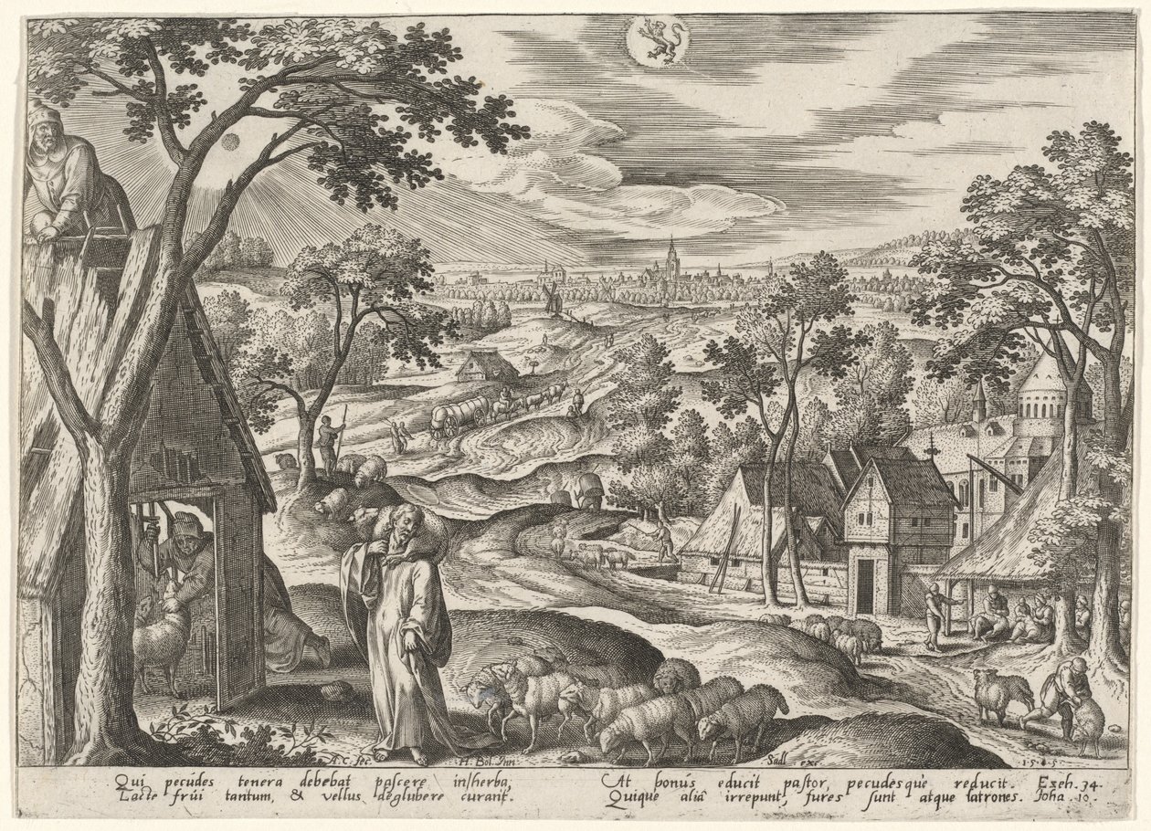 De Goede Herder door Adriaen Collaert after Hans Bol