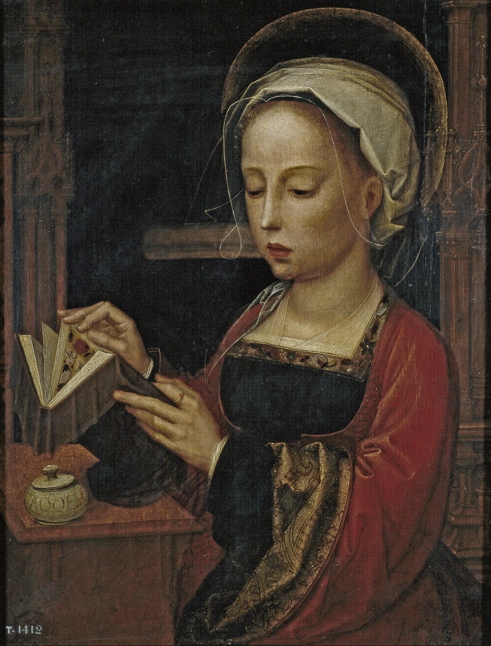 Maria Magdalena Lezend door Adriaen Isenbrandt or Isenbrant