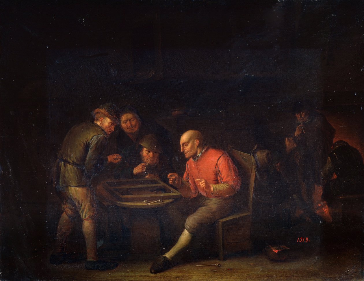 Vlamingen die dobbelstenen spelen, 17e eeuw door Adriaen Jansz. van Ostade
