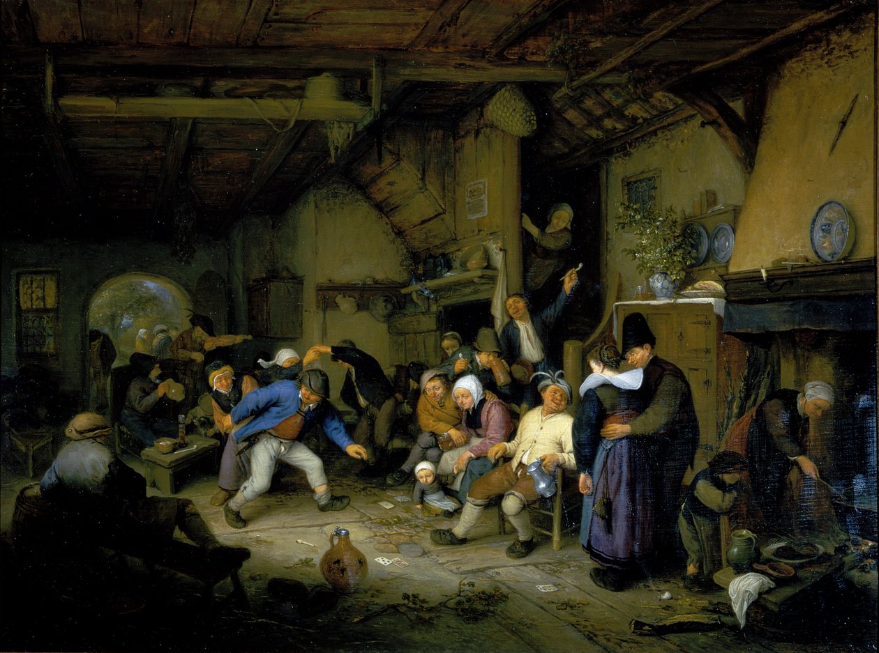 Boeren dansen in een herberg door Adriaen Jansz. van Ostade