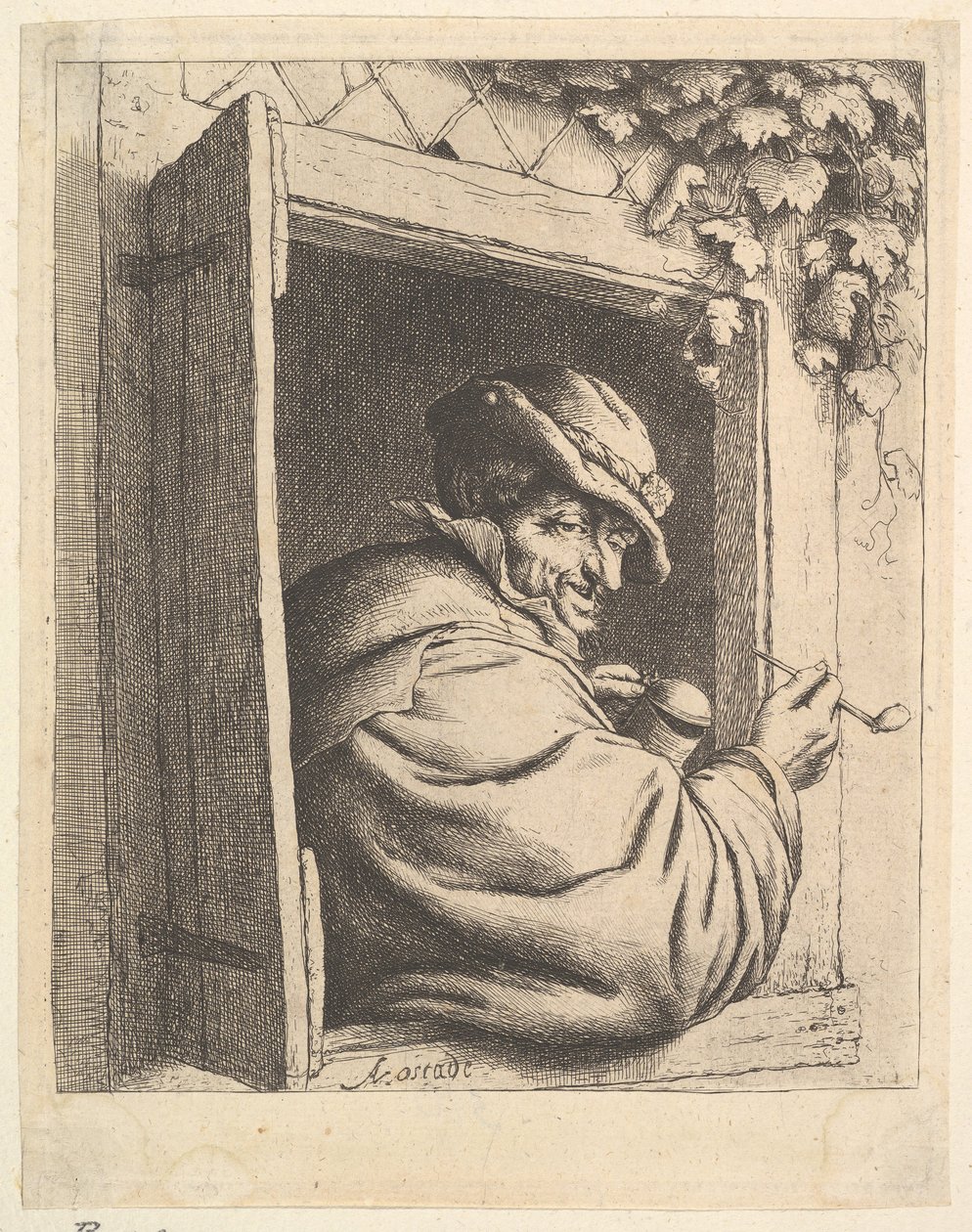 Roker bij het raam, 1610-85 door Adriaen Jansz. van Ostade