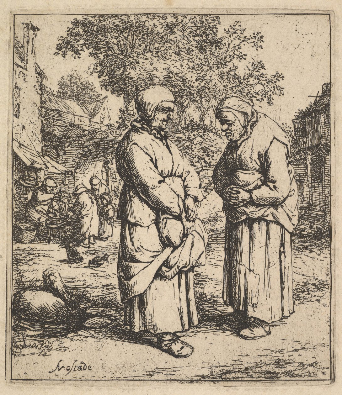 Twee roddelaars, 1610-85 door Adriaen Jansz. van Ostade
