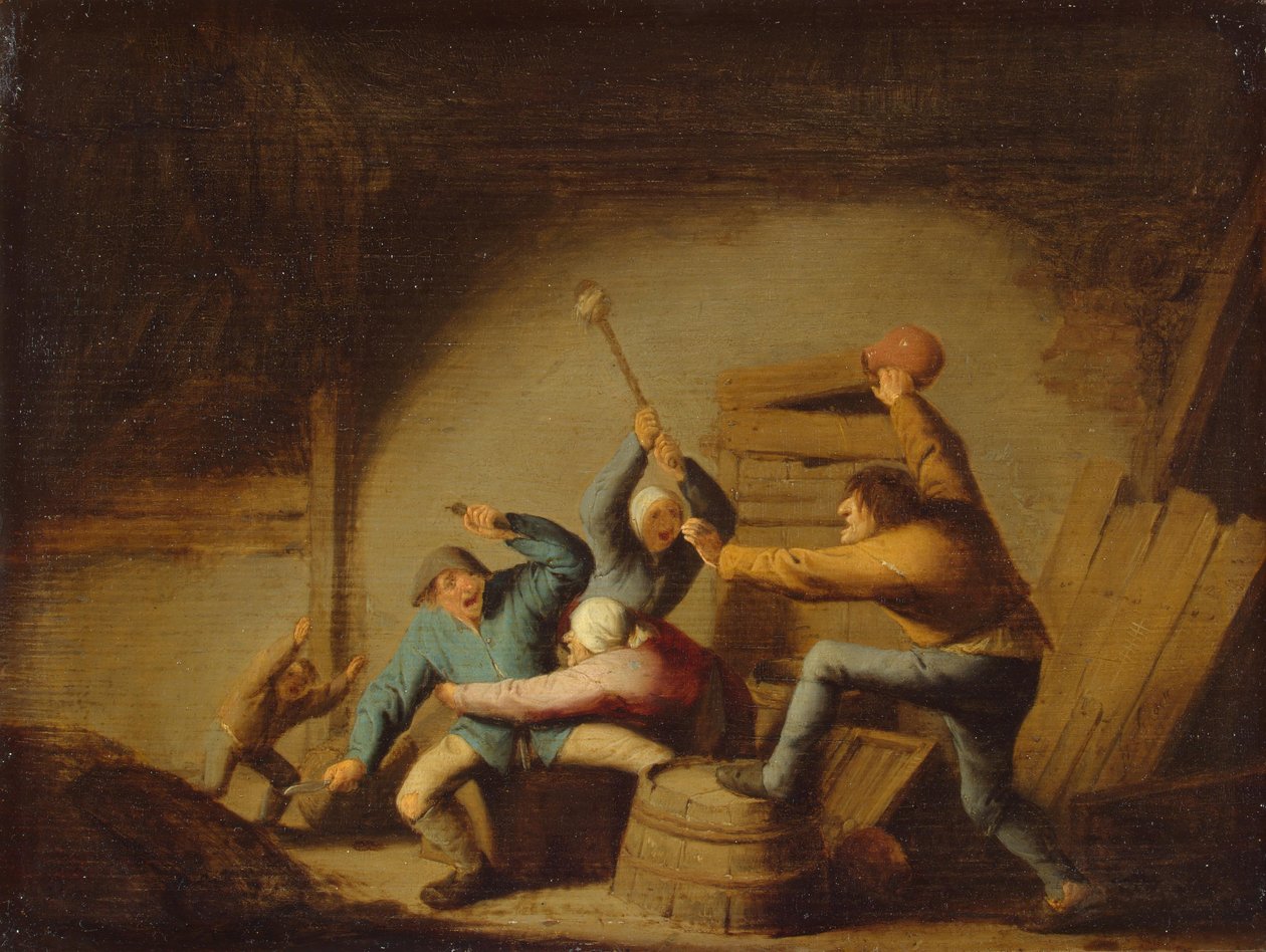 Brawl door Adriaen van Ostade