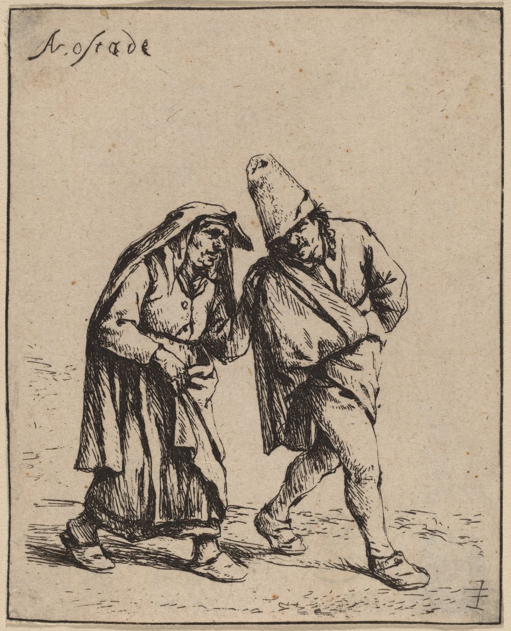 Wandelend Paar door Adriaen van Ostade
