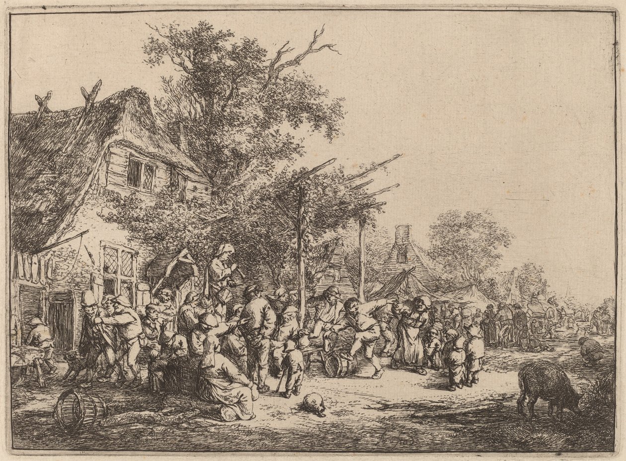 Dans onder de Pergola door Adriaen van Ostade