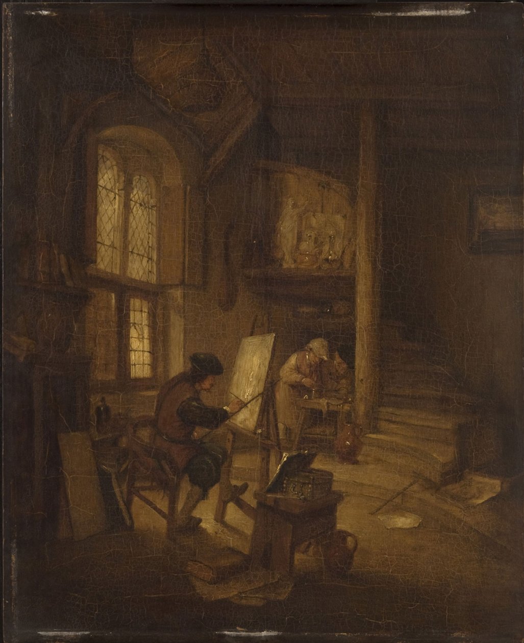 Schilder in zijn atelier door Adriaen van Ostade