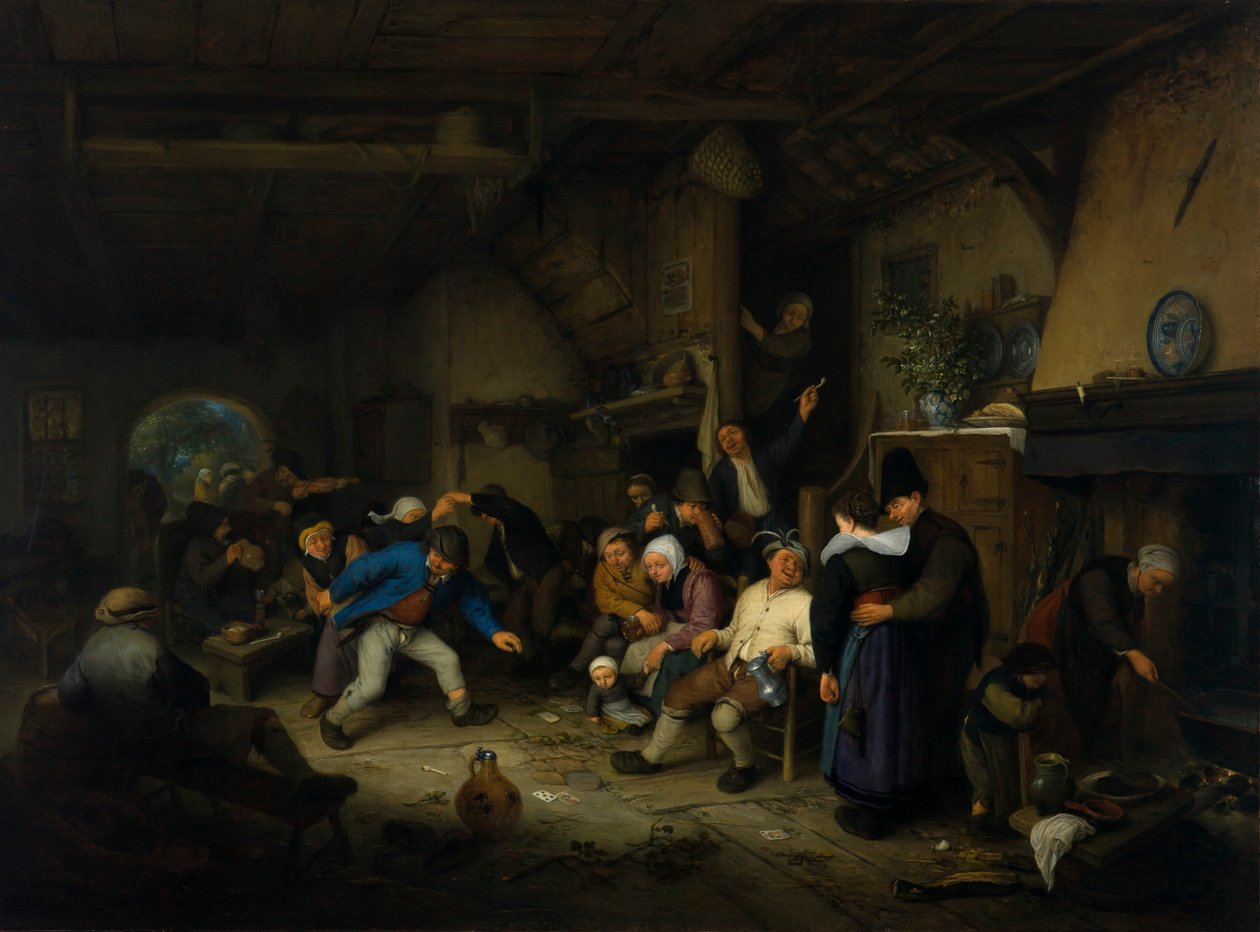 Boeren Dansen in een Herberg door Adriaen van Ostade