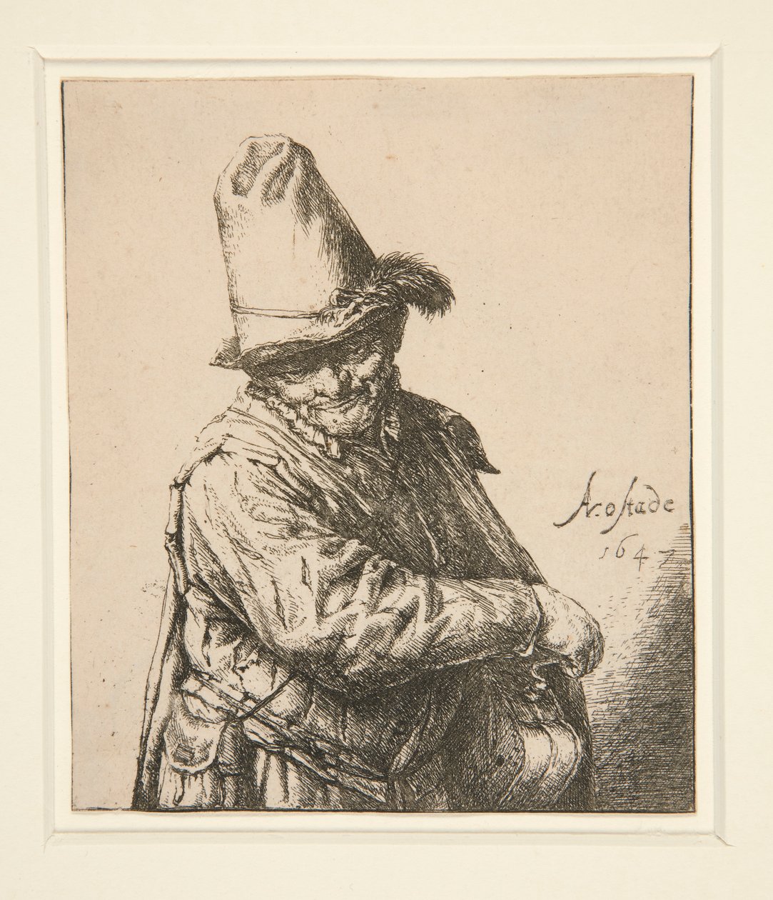 De orgeldraaier door Adriaen van Ostade