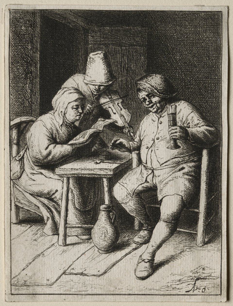 De zanger door Adriaen van Ostade