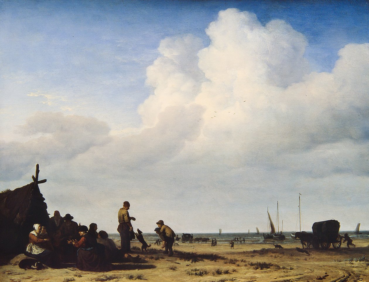 Uitzicht op het strand door Adriaen van de Velde