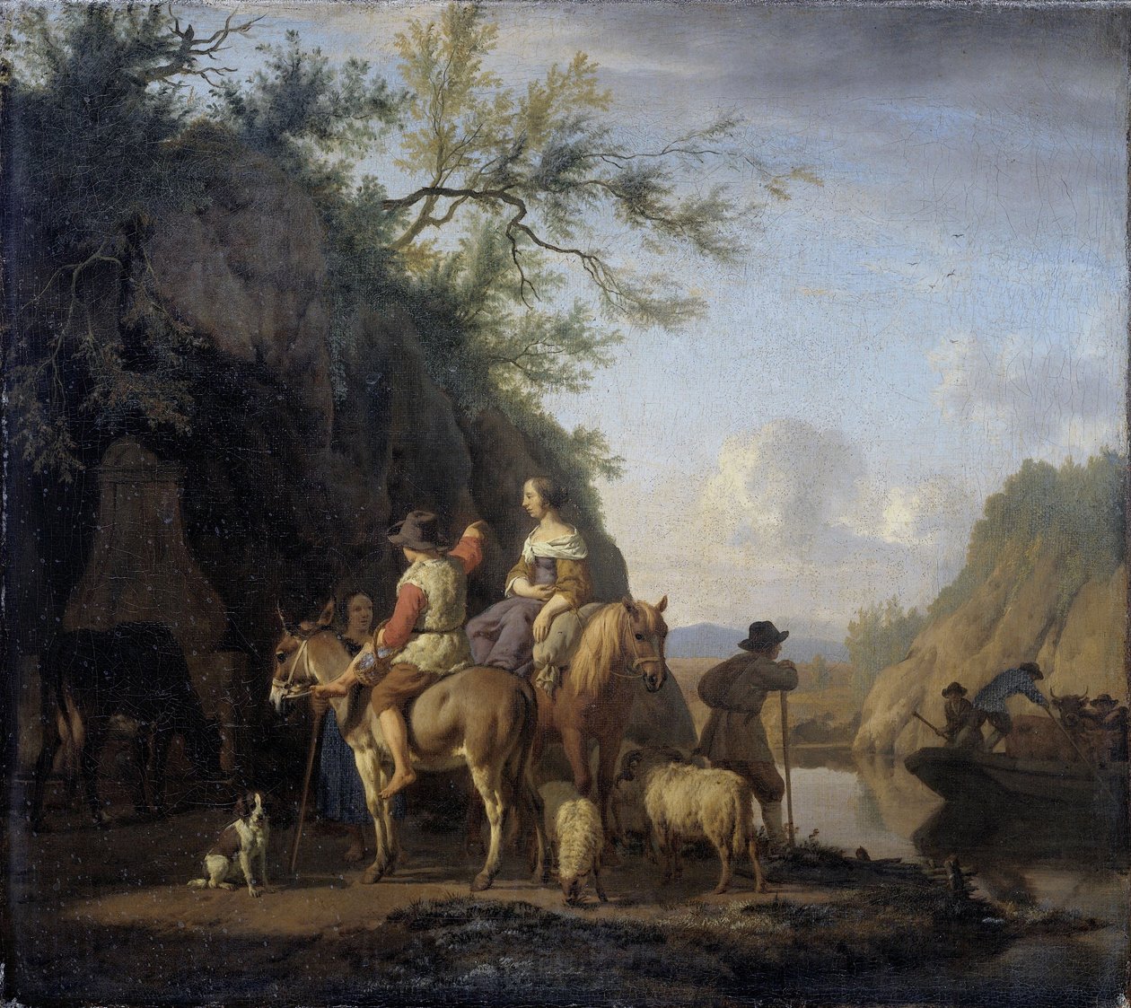 Veerboot, 1666 door Adriaen van de Velde