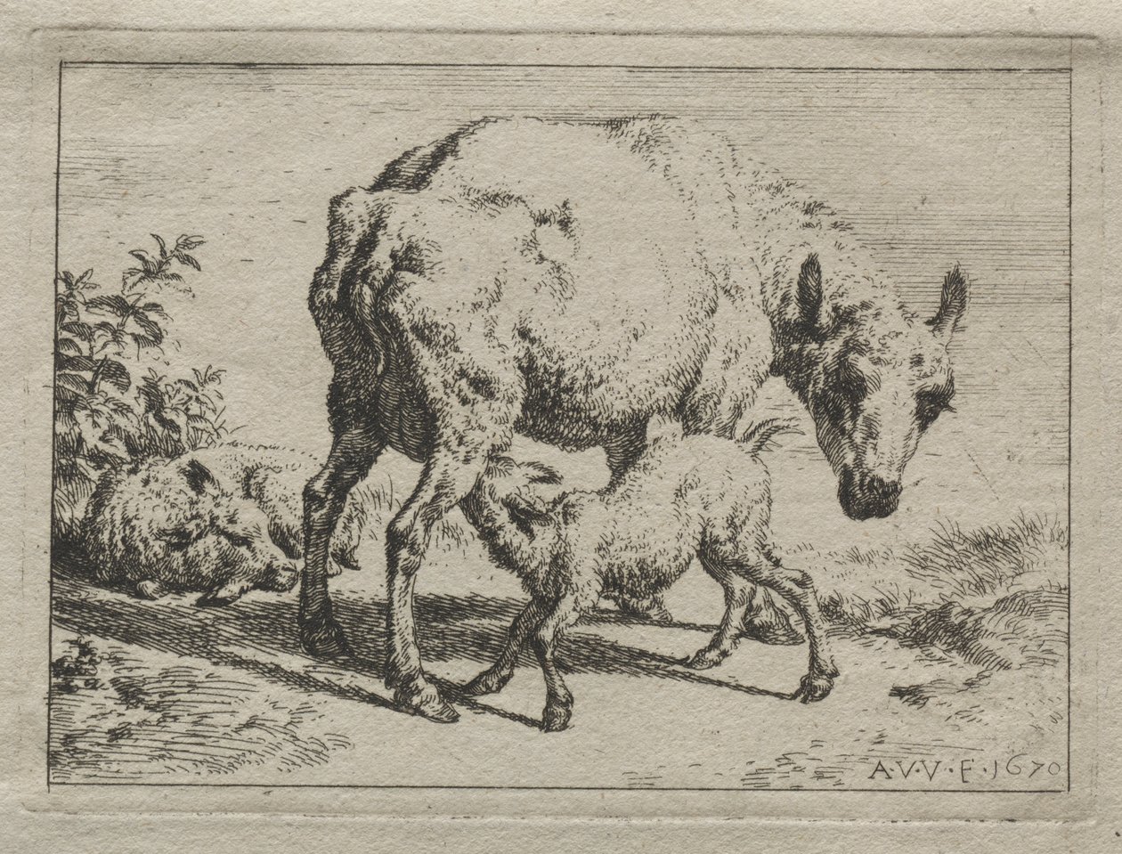 De Ooi en Twee Lammeren door Adriaen van de Velde