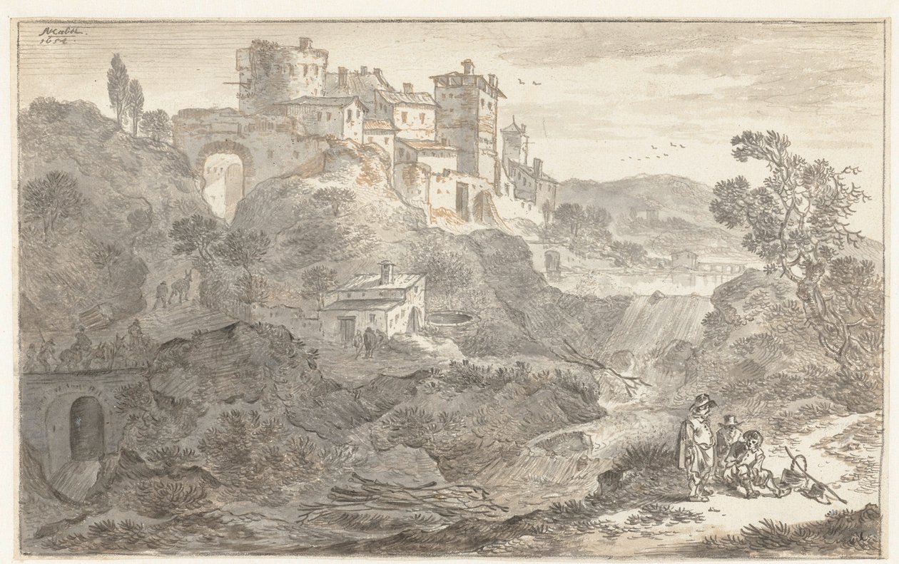 Italiaans landschap door Adriaen van der Cabel