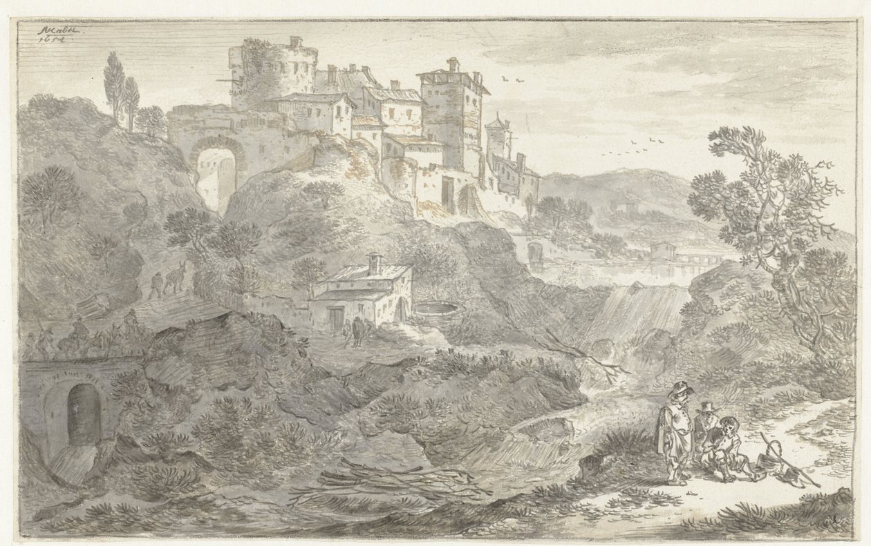 Italiaans landschap door Adriaen van der Kabel