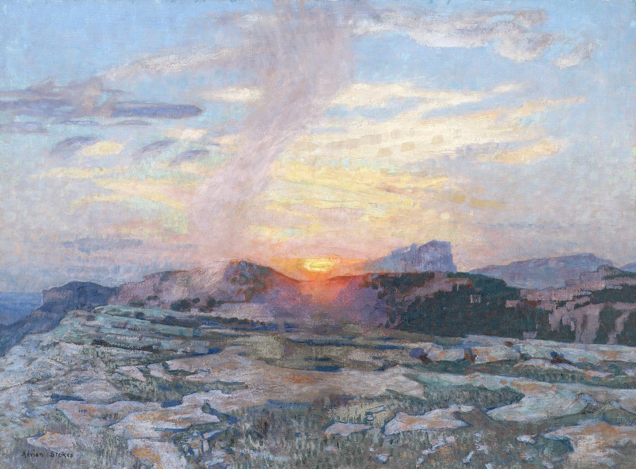Zonsondergang in de Provence, c.1927 door Adrian Scott Stokes