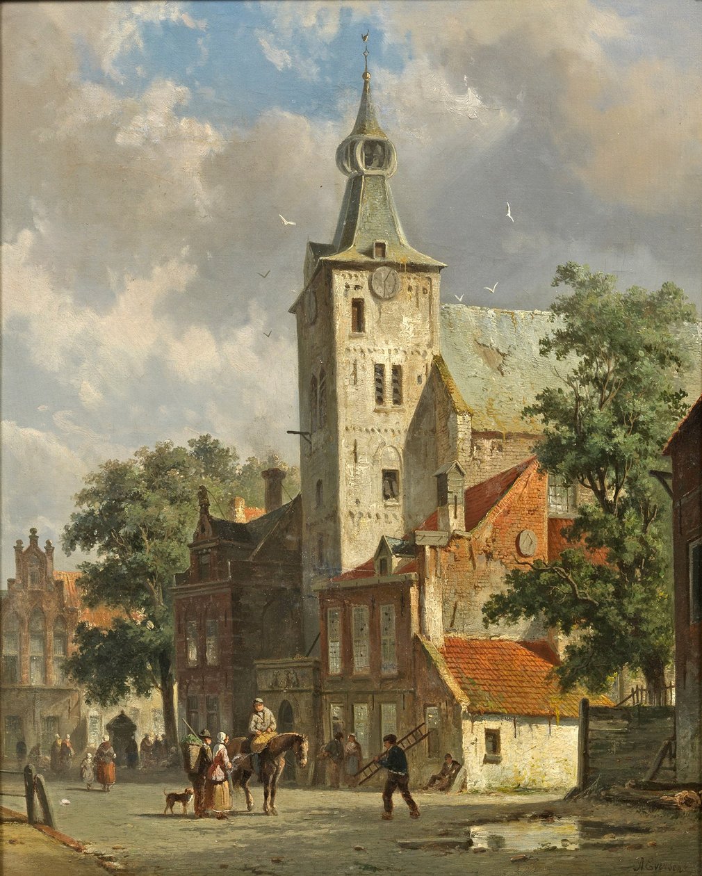 Adrianus Eversen - Nederlands stadsgezicht door Adrianus Eversen