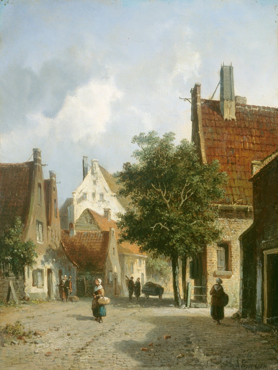 Straatscène in Amsterdam door Adrianus Eversen