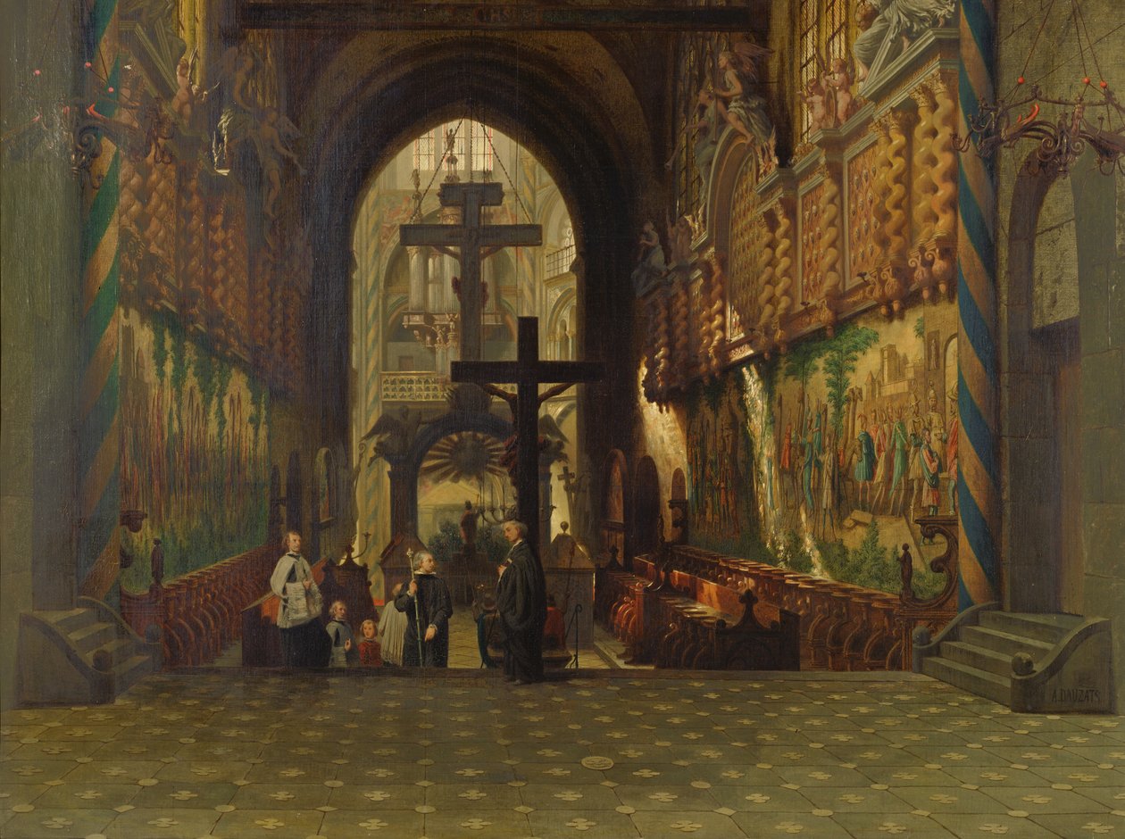 Interieur van de kerk van Sint-Gereon in Keulen door Adrien Dauzats