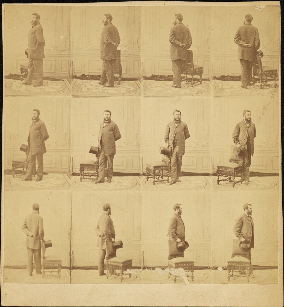 Adrien Tournachon (1825-1903), Zelfportret, meerdere beelden door Adrien Tournachon