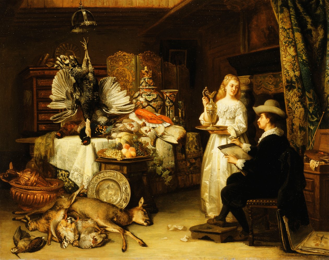 Het Atelier van de Kunstenaar door Adrien Joseph Verhoven Ball
