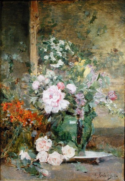 Stilleven met bloemen door Adrien Karbowsky