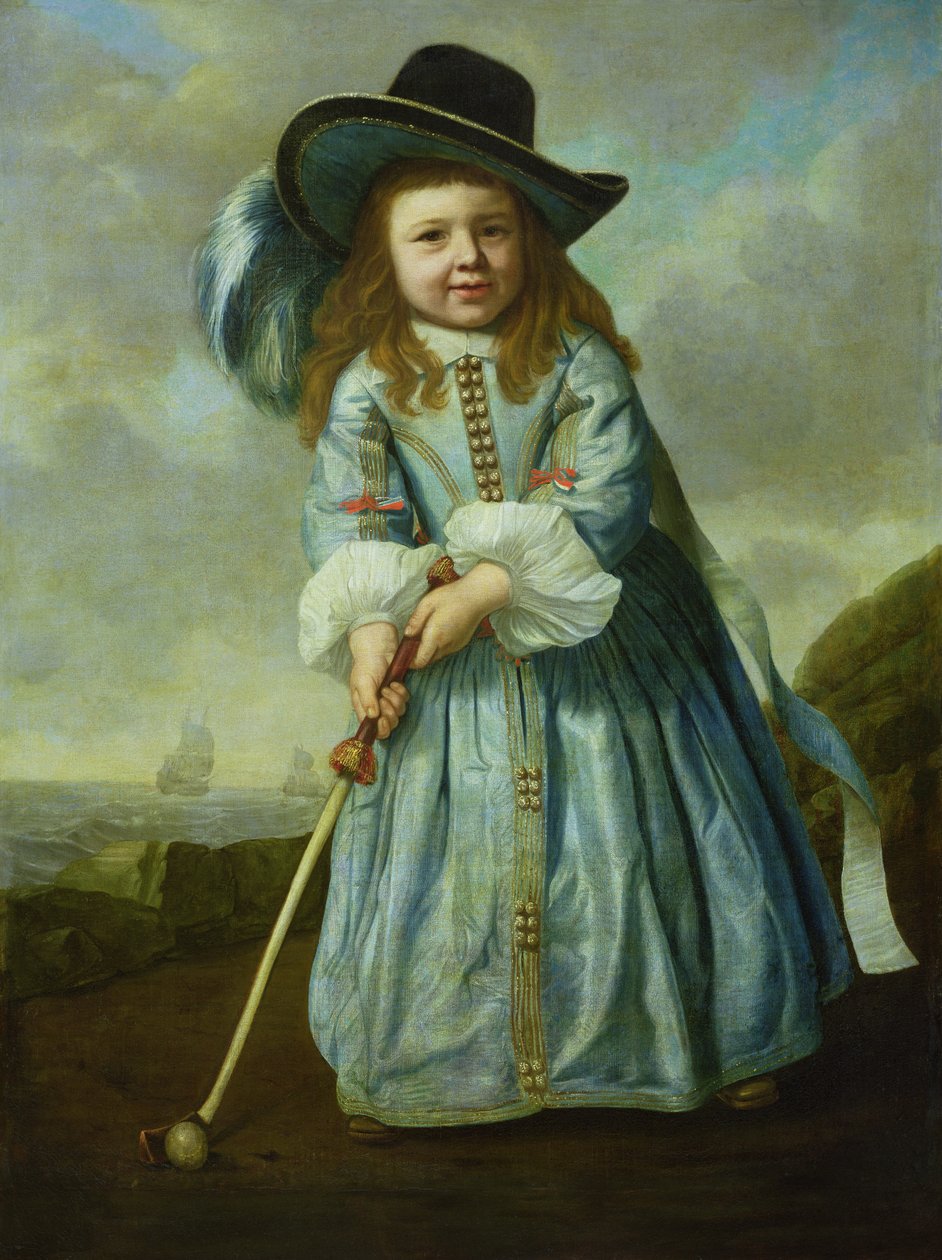Kind dat golf speelt door Aelbert Cuyp