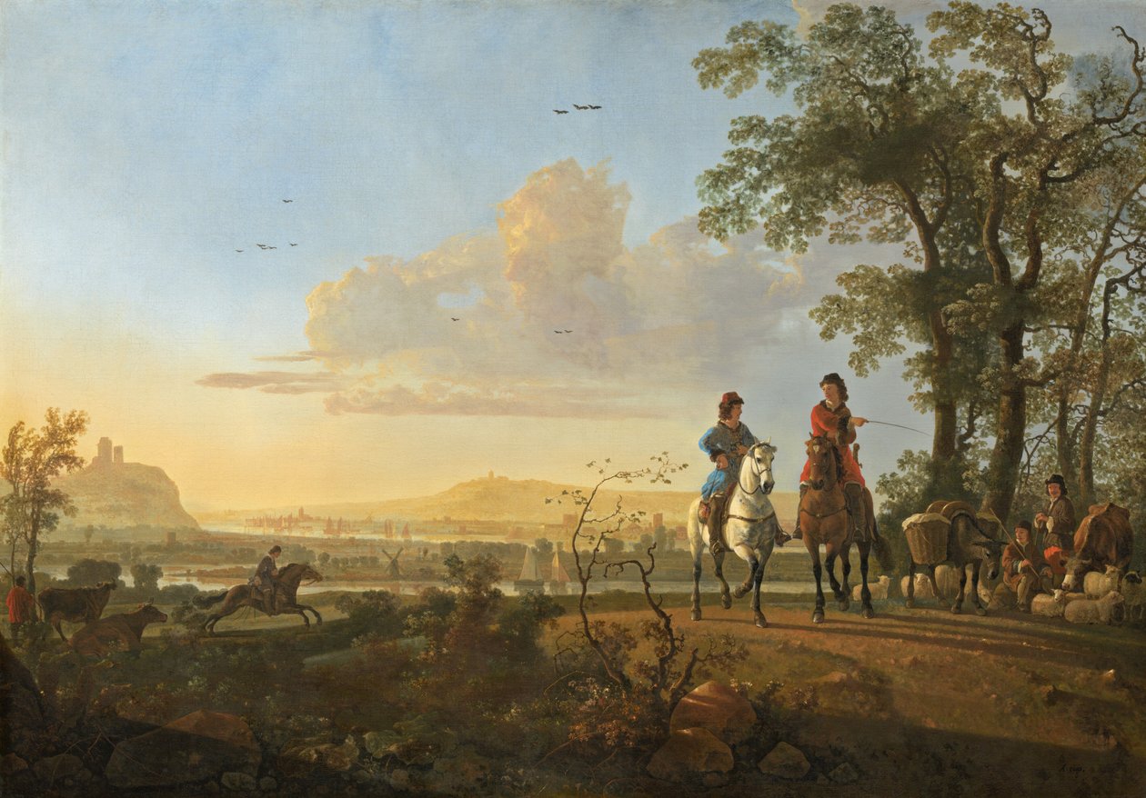 Ruiters en Herders met Vee, 1655-1660 door Aelbert Cuyp