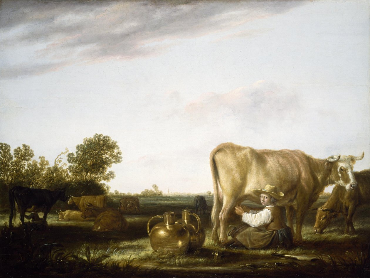 Koeien melken door Aelbert Cuyp
