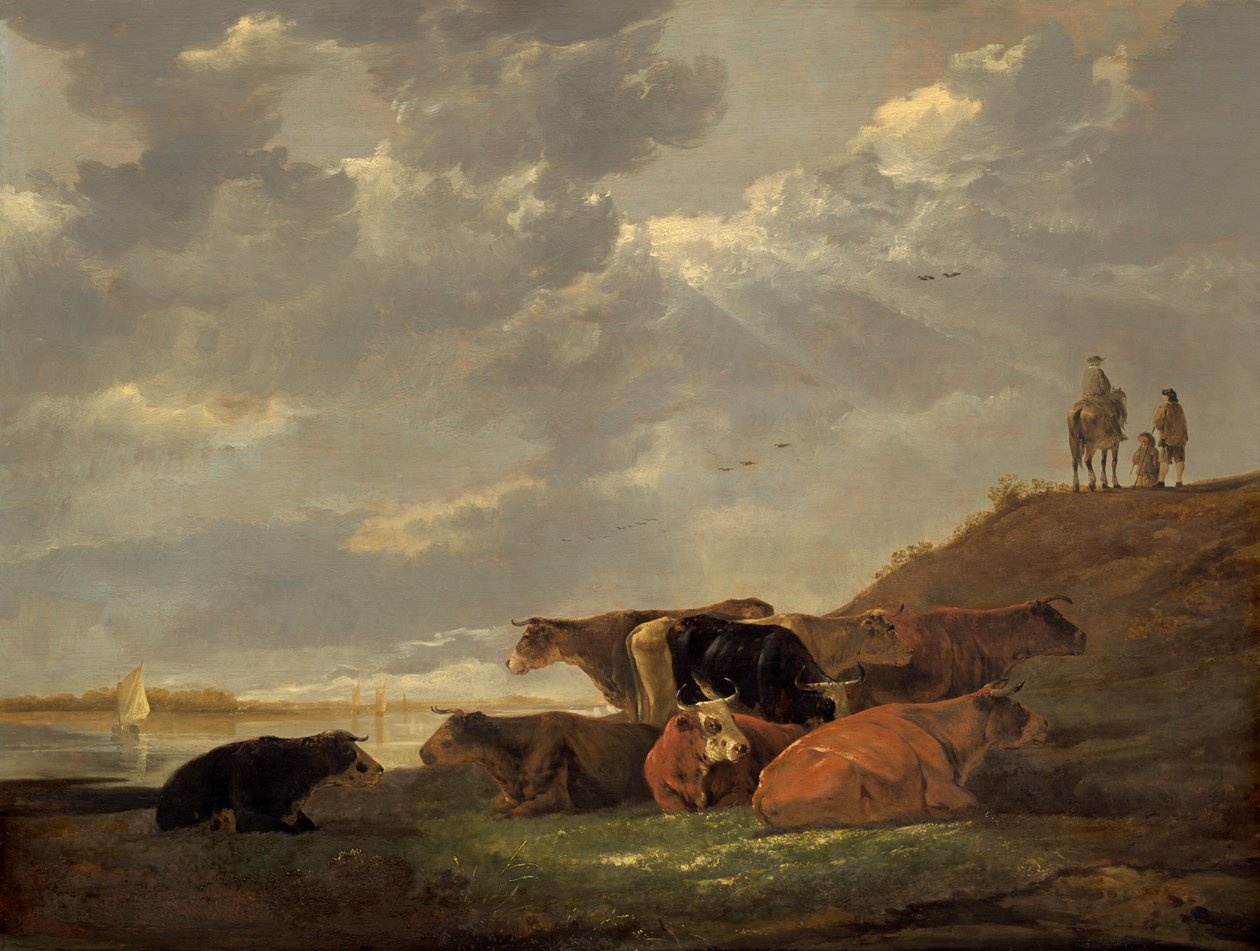 Rivierlandschap met koeien, 1645-1650 door Aelbert Cuyp